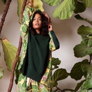 NEW 100% Wool Sweater Cardigan Free People X Sandrine Rose Yellow Tropical Large
